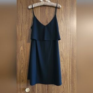 MANGO Black Layered Spaghetti Strap Midi Dress Size M